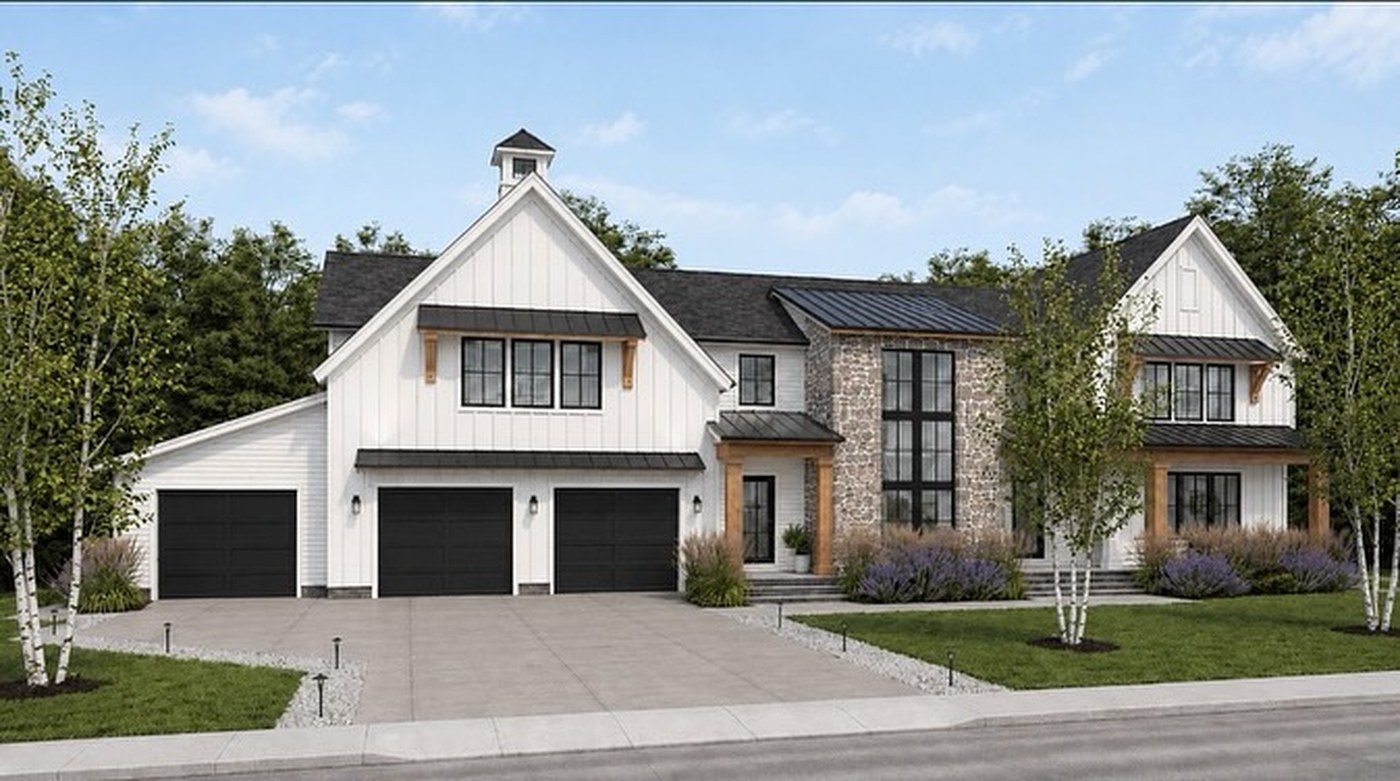 O'Connell Builders new construction, stone accent exterior